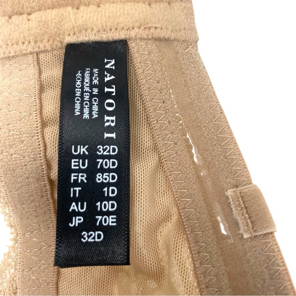 NATORI TAN FEATHERS PLUNGE STRAPLESS BRA SIZE 32D - Picture 9 of 12
